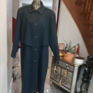100% Wool Elegant Dark Green Long Coat